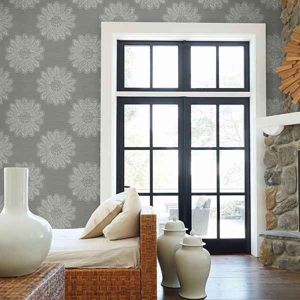 A Street Prints Sol Slate Medallion Wallpaper
