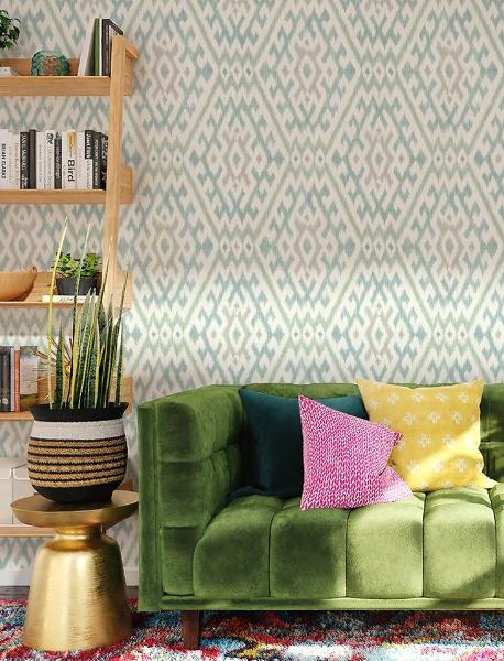 A Street Prints Solola Aqua Ikat Wallpaper