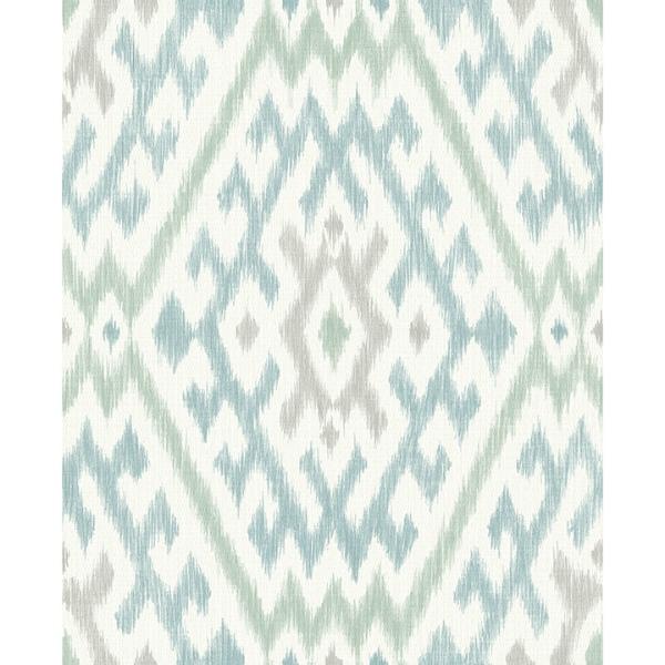a street prints Solola Aqua Ikat Wallpaper