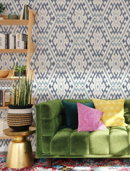 A Street Prints Solola Blue Ikat Wallpaper