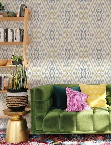 A Street Prints Solola Chartreuse Ikat Wallpaper