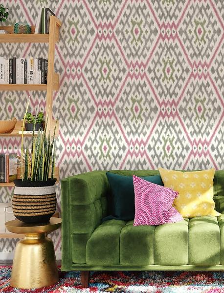 A Street Prints Solola Fuchsia Ikat Wallpaper