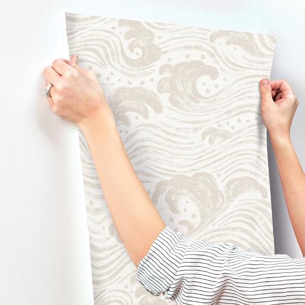 A Street Prints Swell Beige Ocean Wave Wallpaper