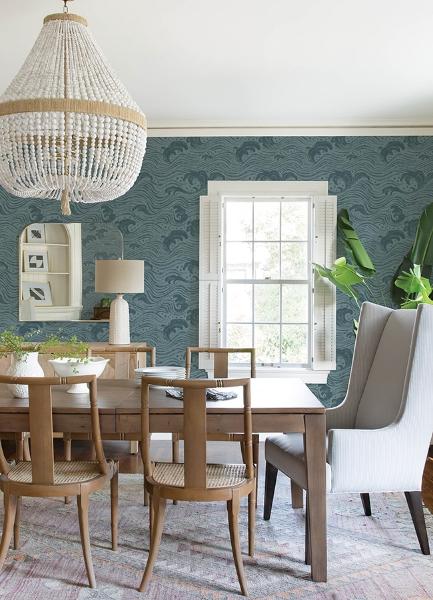 A Street Prints Swell Teal Ocean Wave Wallpaper