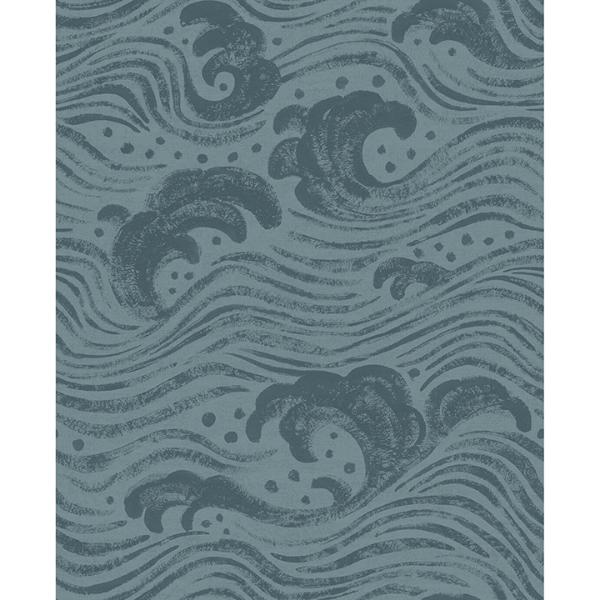 a street prints Swell Teal Ocean Wave Wallpaper