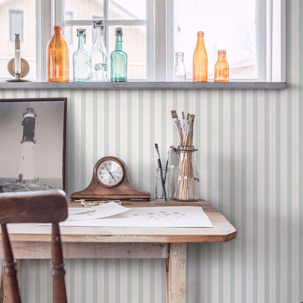 A Street Prints Symphony Sage Stripe Wallpaper