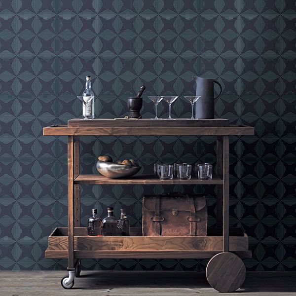 A Street Prints Telestar Navy Geometric Wallpaper