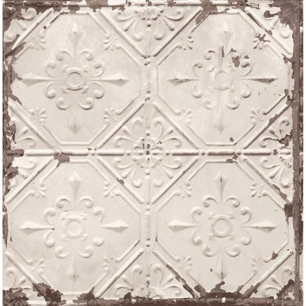 a street prints Tin Ceiling Beige Distressed Tiles