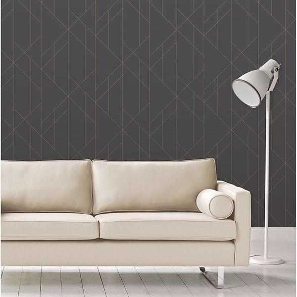A Street Prints Torpa Charcoal Geometric Wallpaper