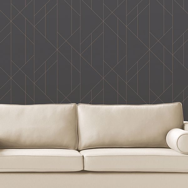 A Street Prints Torpa Charcoal Geometric Wallpaper