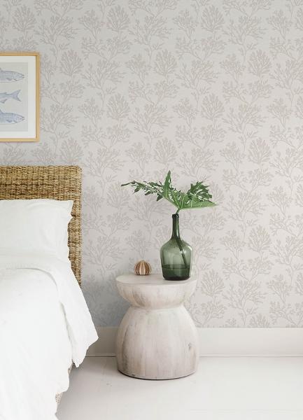 A Street Prints Tortuga Dove Coral Weave Wallpaper