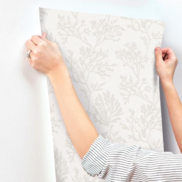 A Street Prints Tortuga Dove Coral Weave Wallpaper