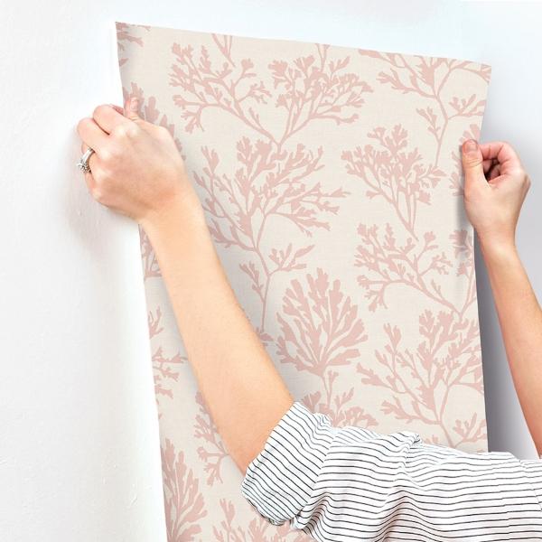 A Street Prints Tortuga Pink Coral Weave Wallpaper