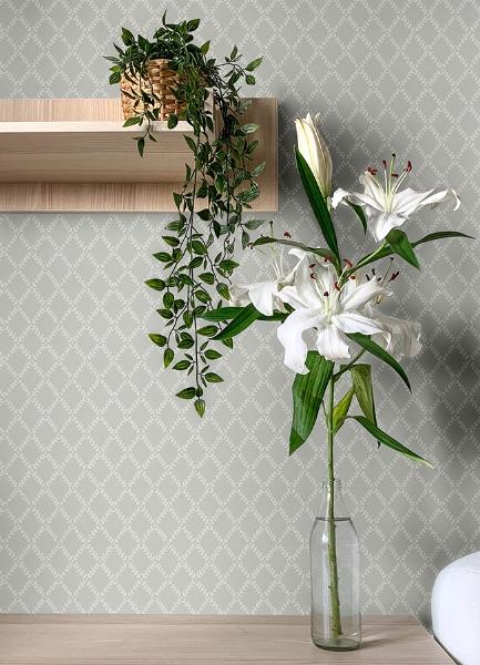 A Street Prints Trevor Grey Leaf Trellis Wallpaper