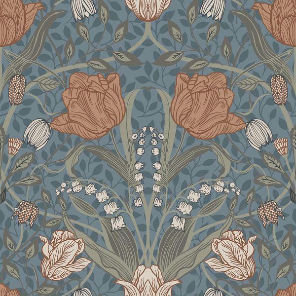 a street prints Tulipa Blue Floral Wallpaper