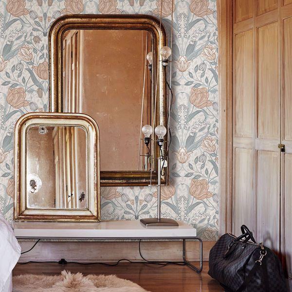 A Street Prints Tulipa Off-White Floral Wallpaper