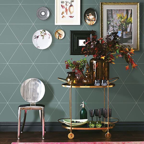 A Street Prints Twilight Green Geometric Wallpaper