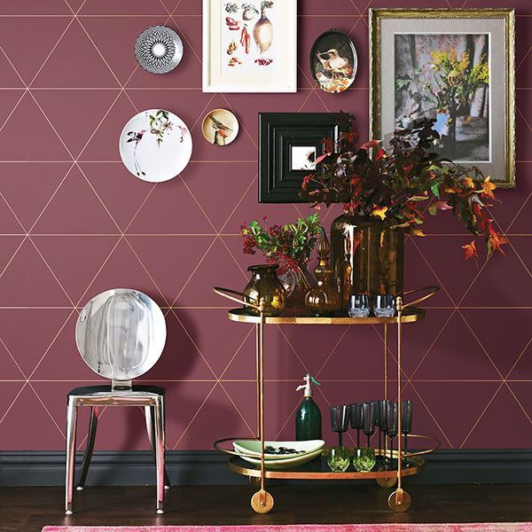 A Street Prints Twilight Red Geometric Wallpaper