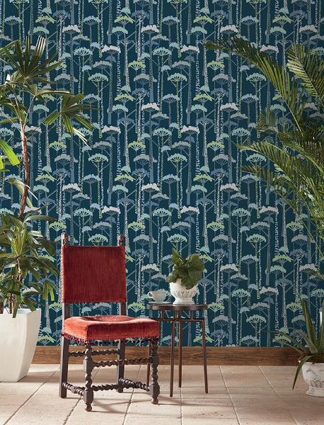 A Street Prints Unify Indigo Forest Wallpaper