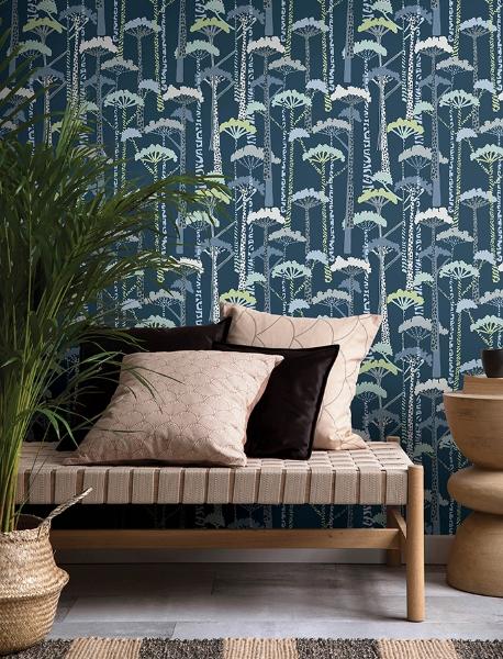 A Street Prints Unify Indigo Forest Wallpaper