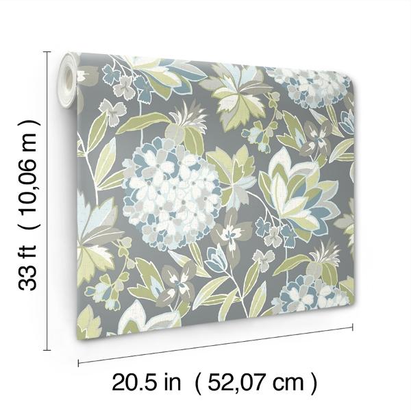 A Street Prints Valdivian Aqua Floral Wallpaper
