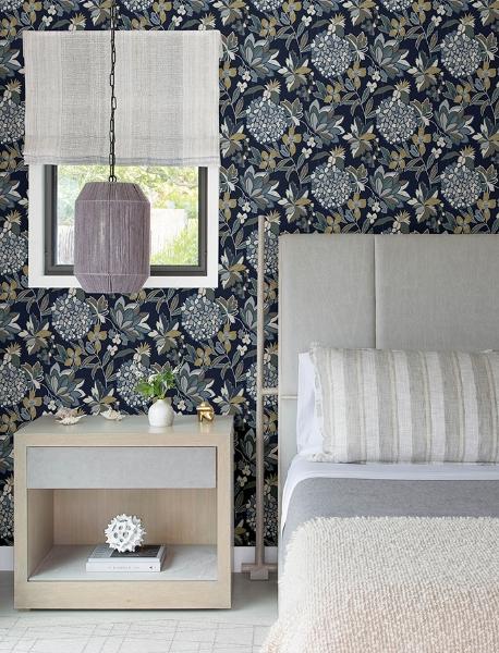 A Street Prints Valdivian Indigo Floral Wallpaper