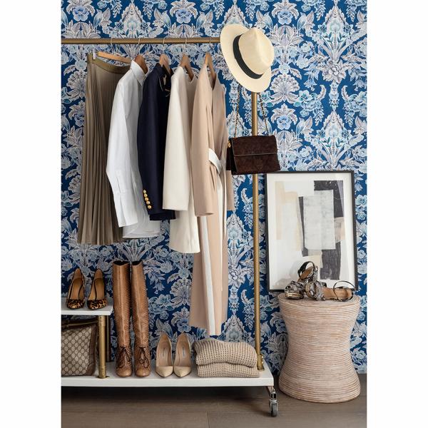 A Street Prints Vera Blue Floral Damask Wallpaper