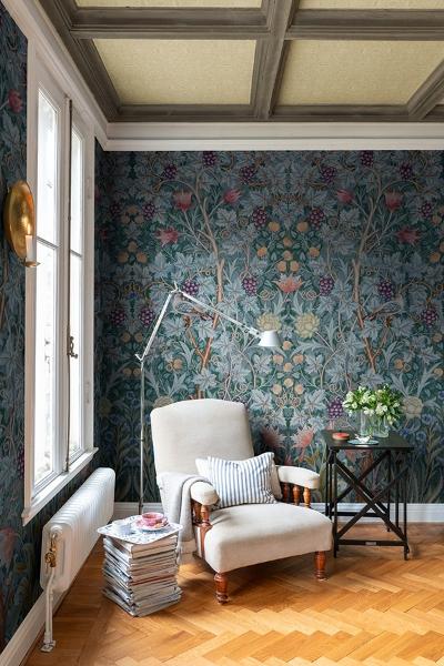 A Street Prints Vine Embroidery Teal Wall Mural