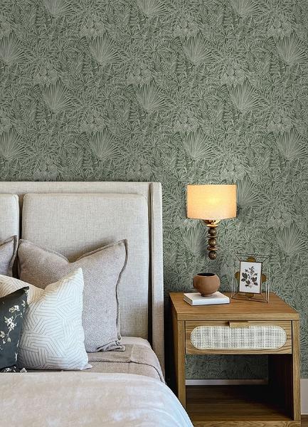 A Street Prints Vita Green Botanical Wallpaper
