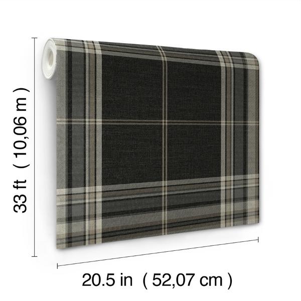 A Street Prints Westley Black Plaid Wallpaper