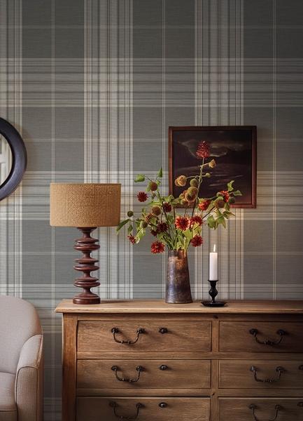 A Street Prints Westley Grey Plaid Wallpaper