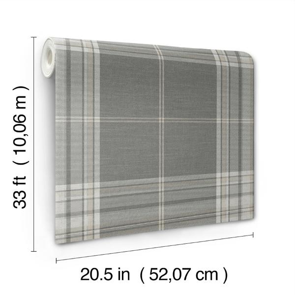 A Street Prints Westley Grey Plaid Wallpaper