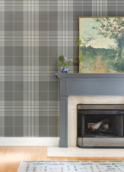 A Street Prints Westley Grey Plaid Wallpaper