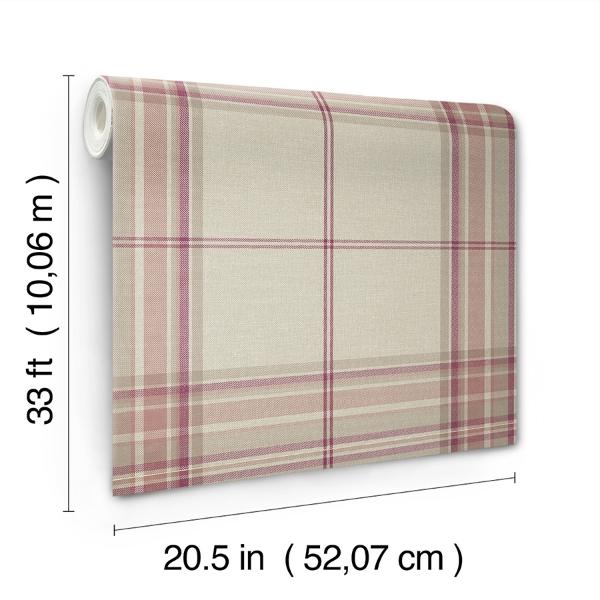 A Street Prints Westley Magenta Plaid Wallpaper