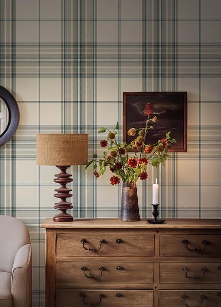 A Street Prints Westley Moss Plaid Wallpaper