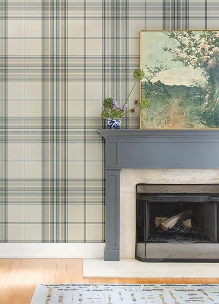 A Street Prints Westley Moss Plaid Wallpaper