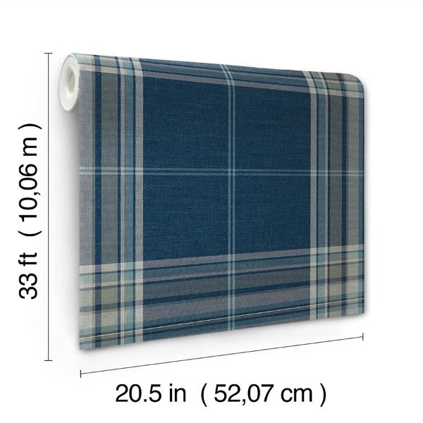 A Street Prints Westley Navy Plaid Wallpaper