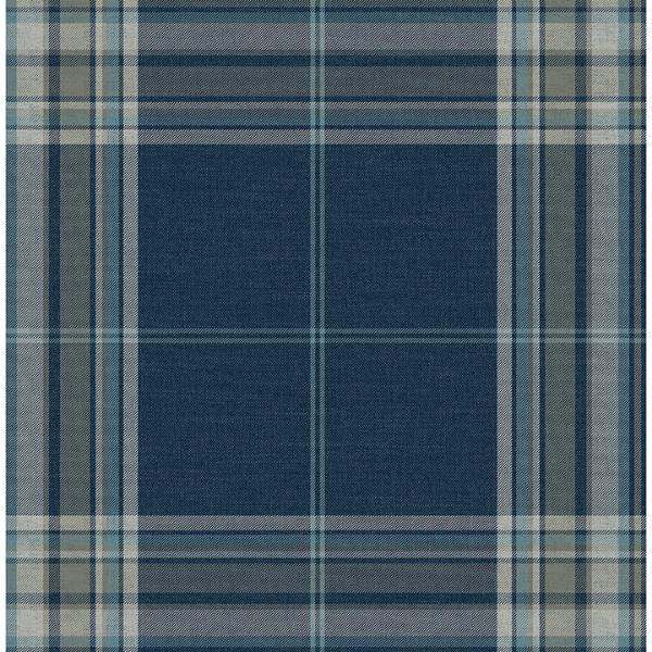 a street prints Westley Navy Plaid Wallpaper