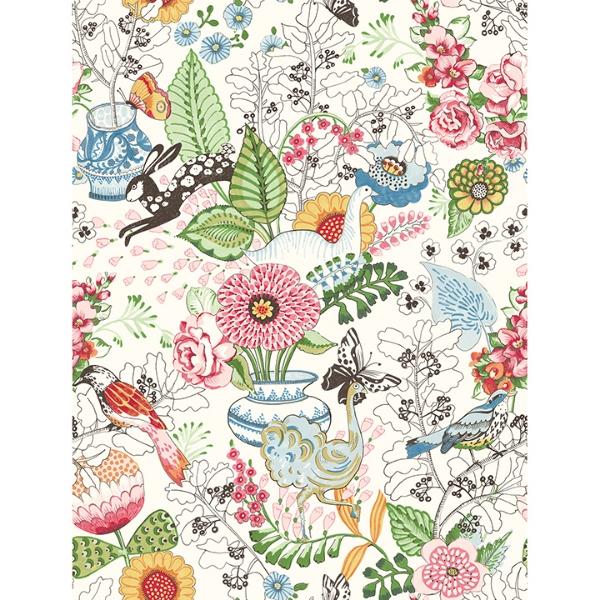 a street prints Whimsy Multicolor Fauna Wallpaper
