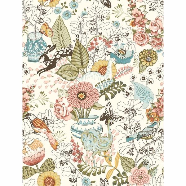 a street prints Whimsy Pink Fauna Wallpaper