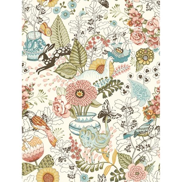 a street prints Whimsy Pink Fauna Wallpaper