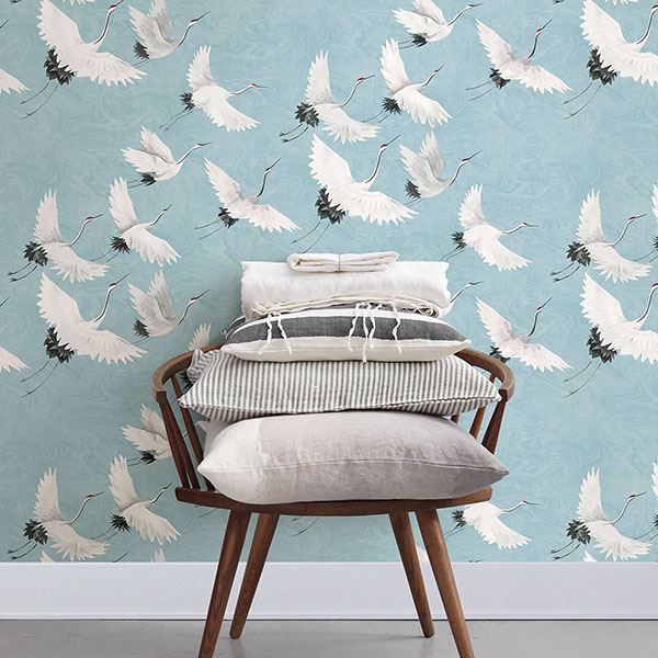 A Street Prints Windsong Blue Crane Wallpaper