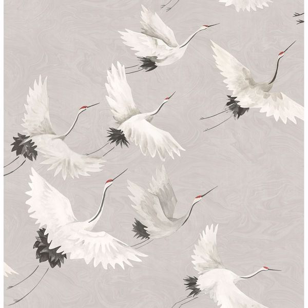 a street prints Windsong Grey Crane Wallpaper