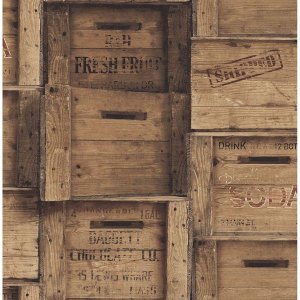 a street prints Wood Crates Brown Distressed Wood