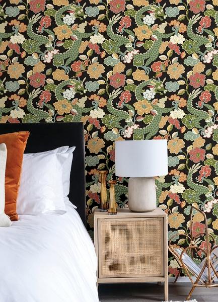 A Street Prints Yanci Green Dragon Wallpaper