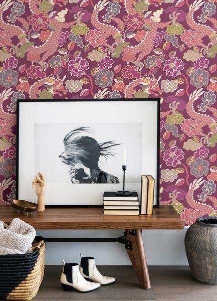 A Street Prints Yanci Plum Dragon Wallpaper