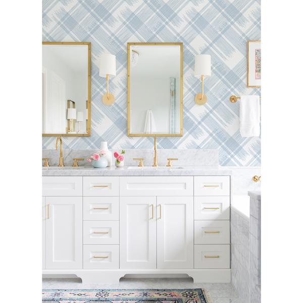 A Street Prints Zag Blue Modern Plaid Wallpaper