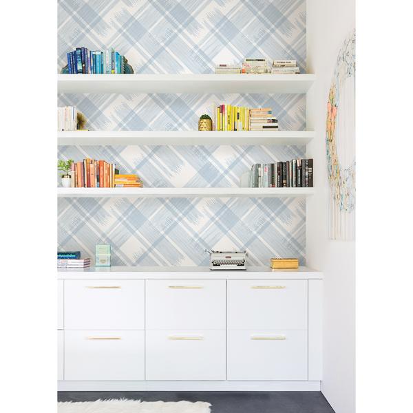 A Street Prints Zag Blue Modern Plaid Wallpaper