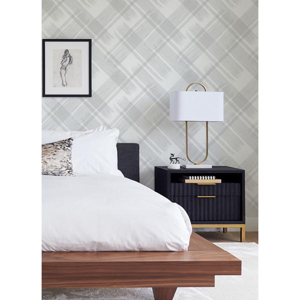 A Street Prints Zag Grey Modern Plaid Wallpaper