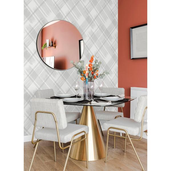 A Street Prints Zag Grey Modern Plaid Wallpaper